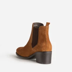 Eram Boots^Chelsea boots en cuir velours CAMEL