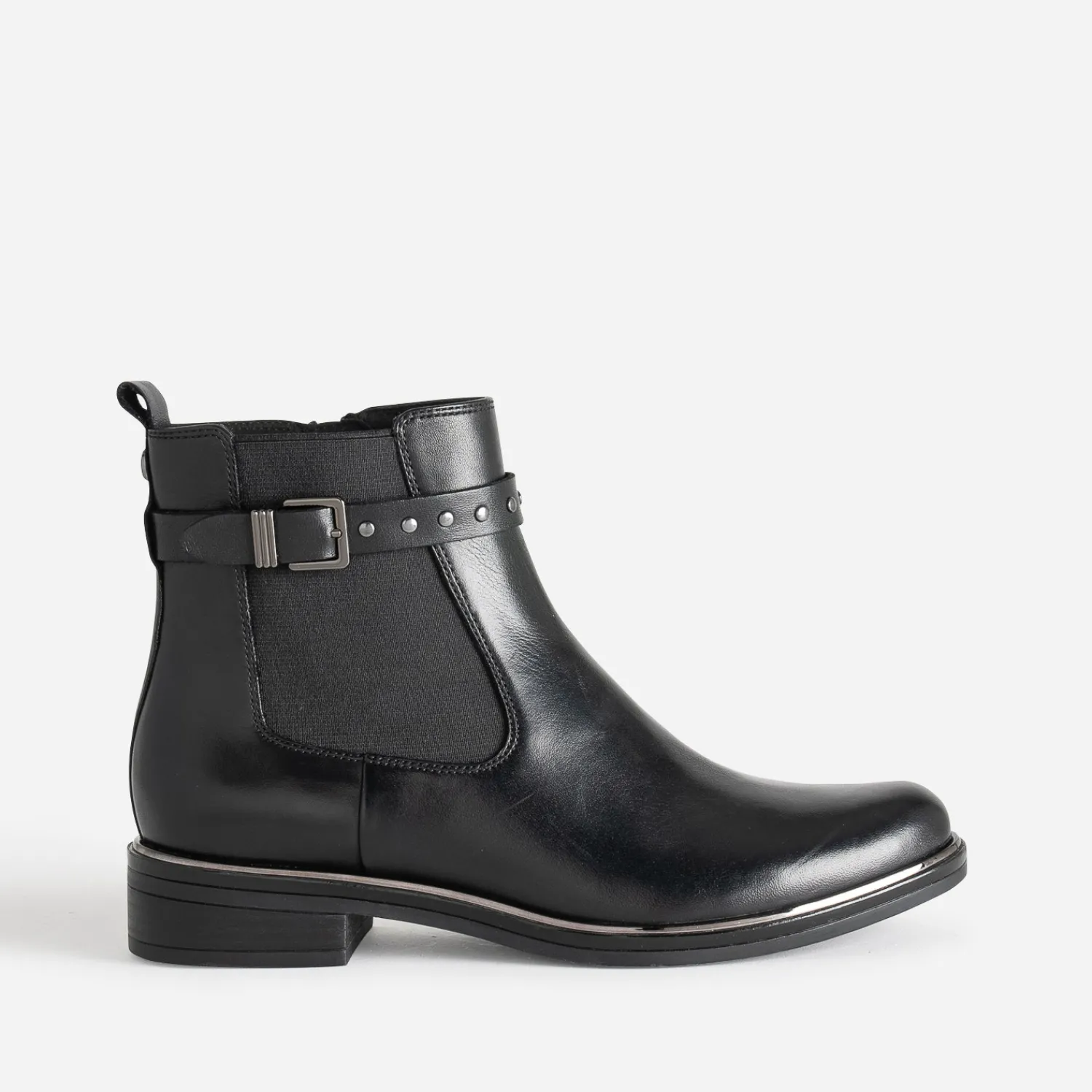 Caprice Boots^Chelsea boots en cuir bride cloutée NOIR