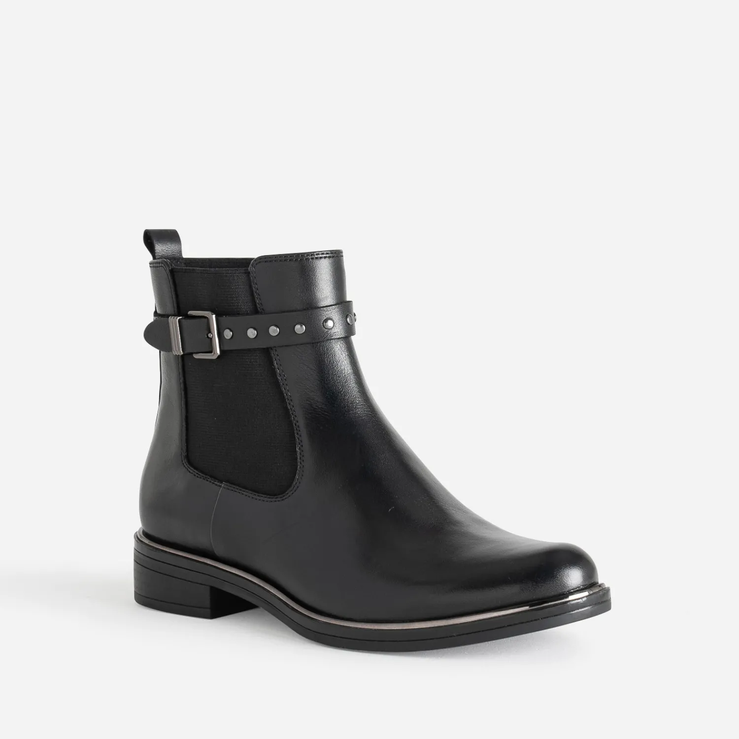 Caprice Boots^Chelsea boots en cuir bride cloutée NOIR