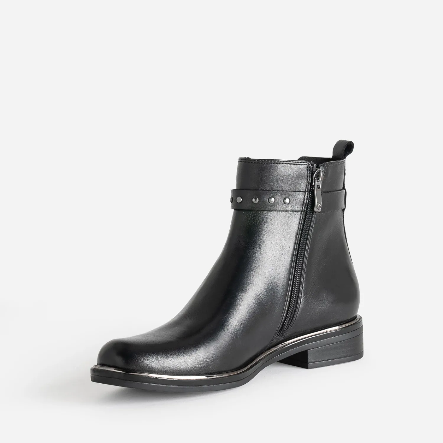 Caprice Boots^Chelsea boots en cuir bride cloutée NOIR