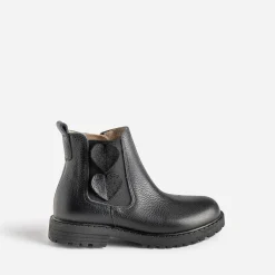 Buggy Boots^Chelsea boots éco-conçu cuir décor cœurs NOIR