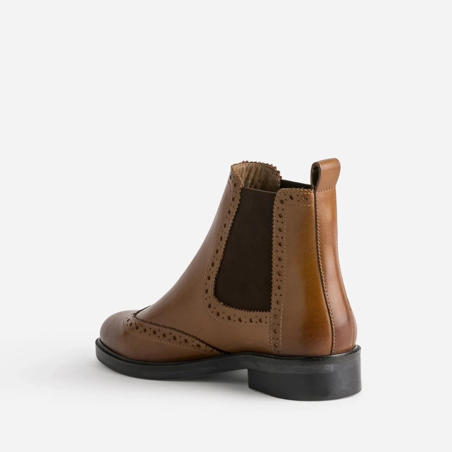 Eram Boots^Chelsea boots cuir détails perforés COGNAC