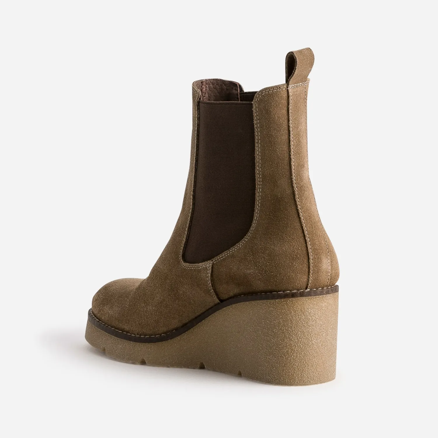 Eram Boots^Chelsea boots compensé cuir velours TAUPE
