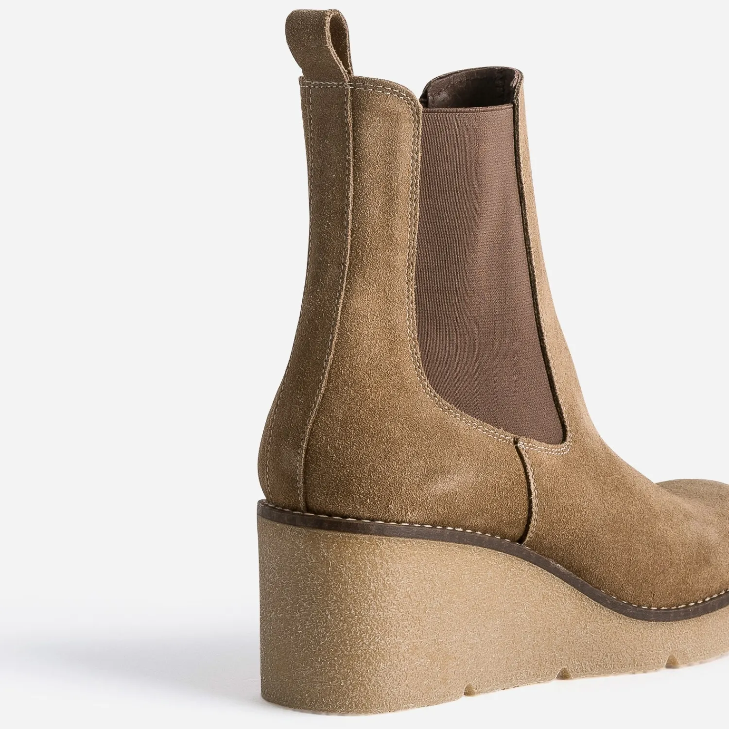Eram Boots^Chelsea boots compensé cuir velours TAUPE