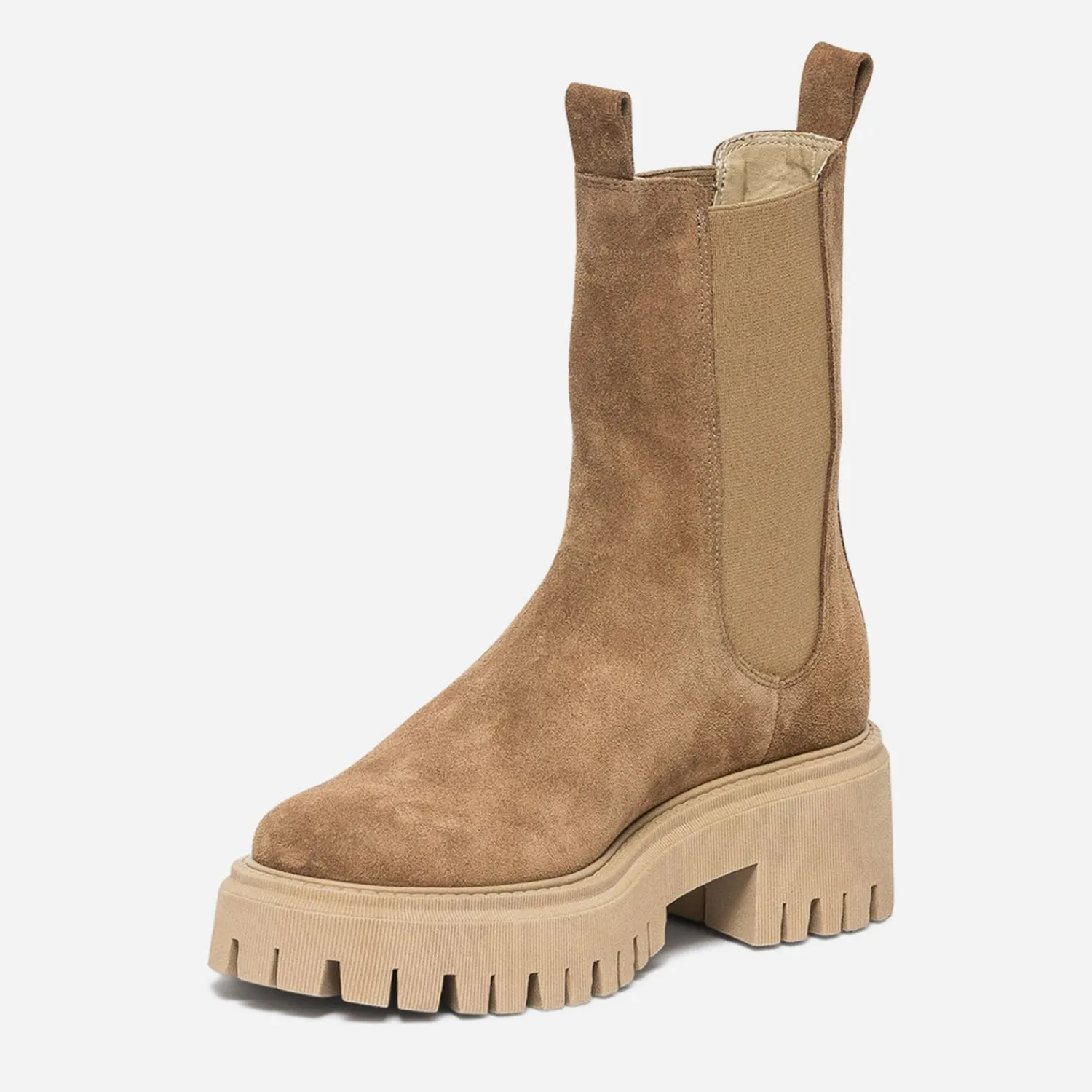Texto Boots^Chelsea boots cranté cuir velours CAMEL
