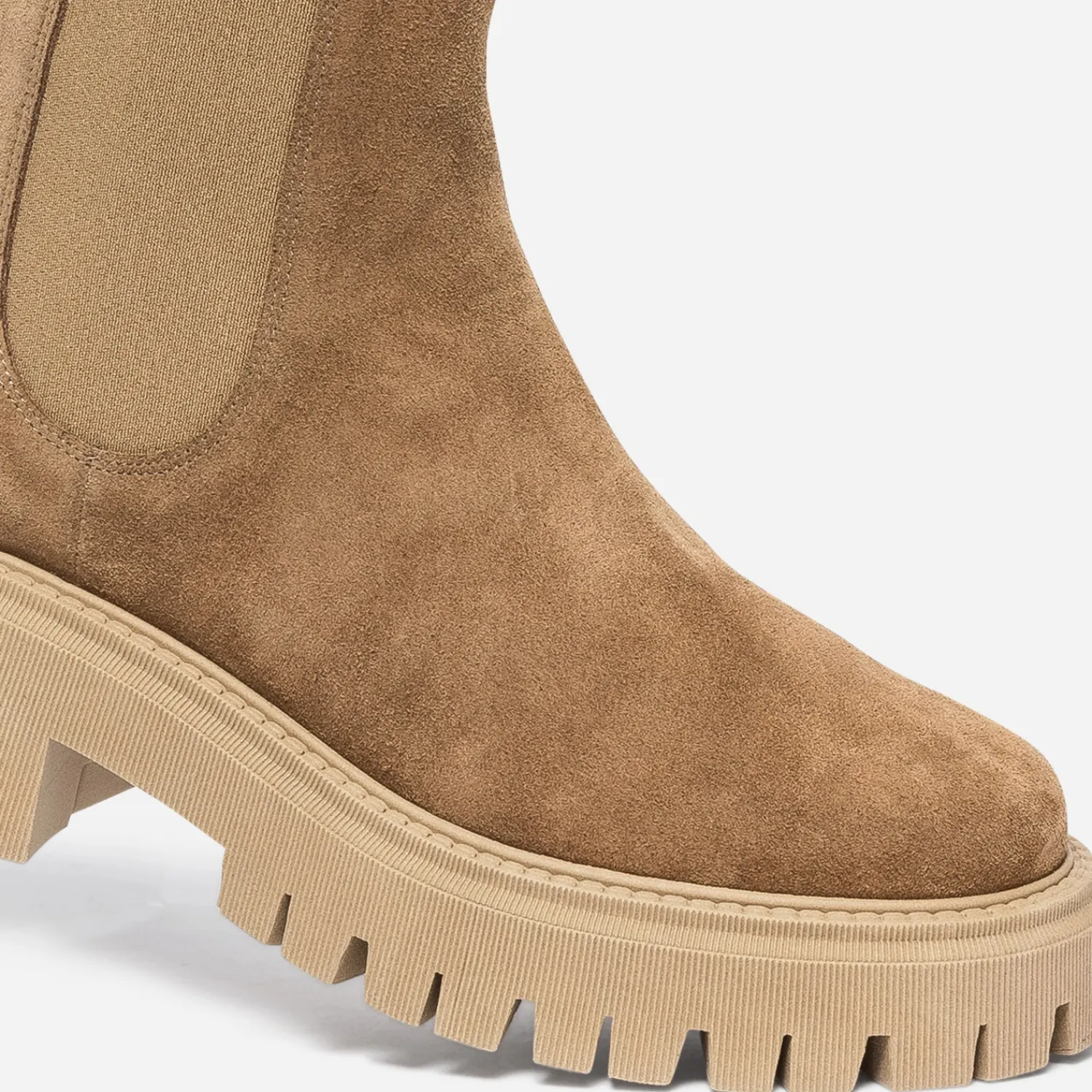 Texto Boots^Chelsea boots cranté cuir velours CAMEL