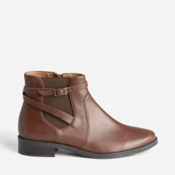 Eram Flex Boots^Chelsea boots cognac en cuir avec bride MARRON