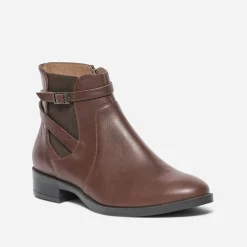 Eram Flex Boots^Chelsea boots cognac en cuir avec bride MARRON
