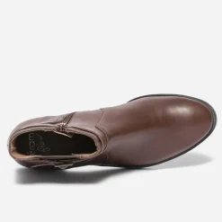 Eram Flex Boots^Chelsea boots cognac en cuir avec bride MARRON