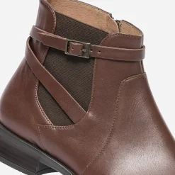 Eram Flex Boots^Chelsea boots cognac en cuir avec bride MARRON