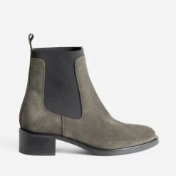 Eram Boots^Chelsea boots cuir velours KAKI