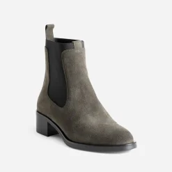 Eram Boots^Chelsea boots cuir velours KAKI