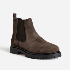 Eram Boots^Chelsea boots cuir velours semelle crantée MARRON