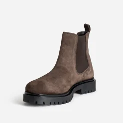 Eram Boots^Chelsea boots cuir velours semelle crantée MARRON
