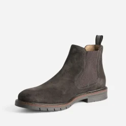 Eram Boots^Chelsea boots foncé en cuir velours MARRON