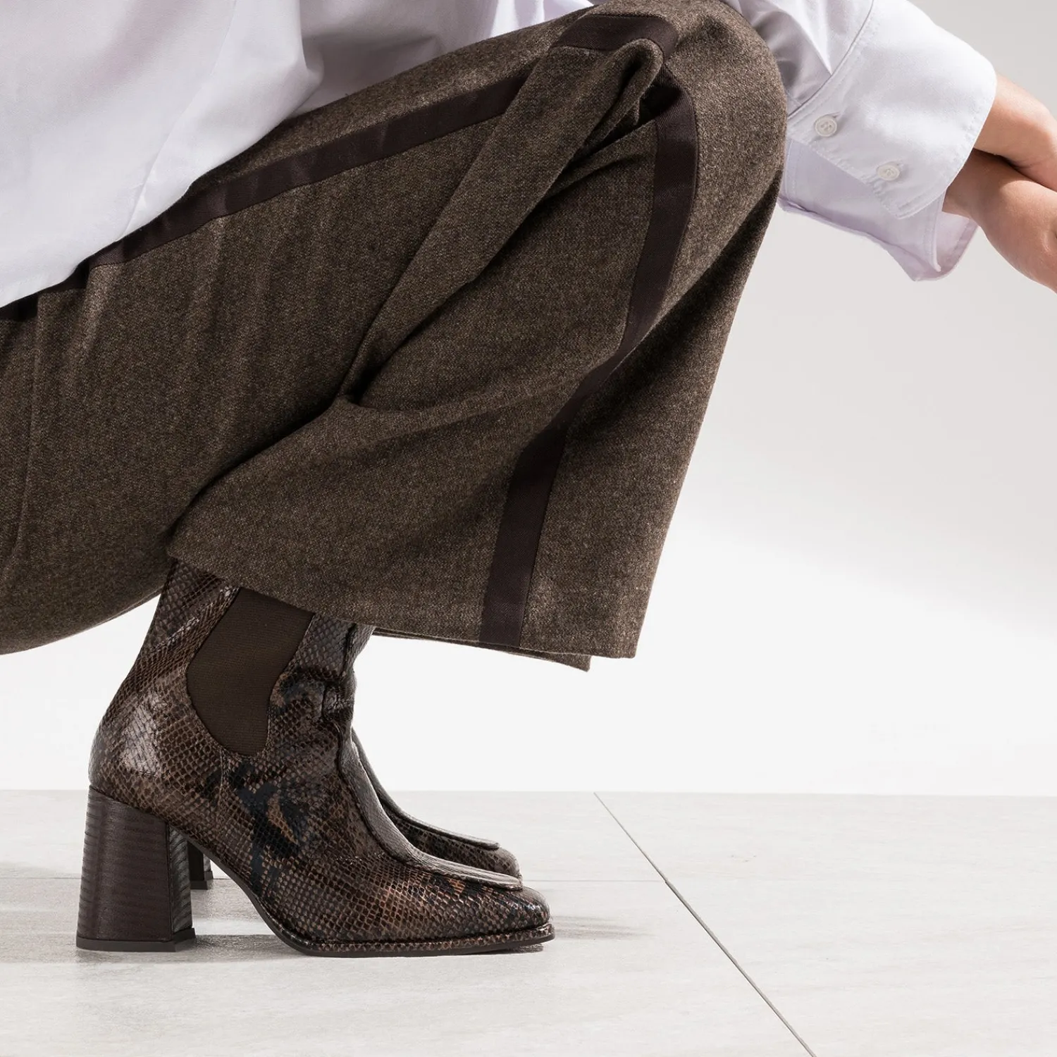 Eram Boots^Chelsea boots imprimé effet python MARRON
