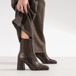 Eram Boots^Chelsea boots imprimé effet python MARRON
