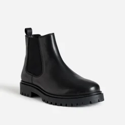 Eram Boots^Chelsea boots cuir semelle crantée NOIR