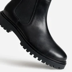 Eram Boots^Chelsea boots cuir semelle crantée NOIR