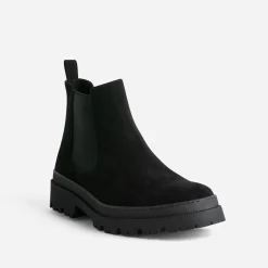 Eram Boots^Chelsea boots cuir velours NOIR