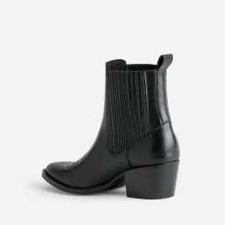 Texto Boots^Chelsea boots santiag éco-conçu en cuir NOIR