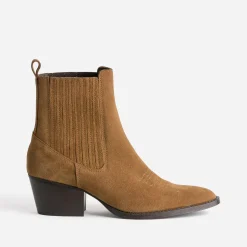Texto Boots^Chelsea boots santiags camel éco-conçu en cuir velours TAUPE