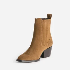 Texto Boots^Chelsea boots santiags camel éco-conçu en cuir velours TAUPE