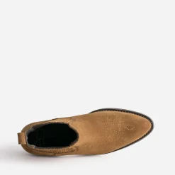 Texto Boots^Chelsea boots santiags camel éco-conçu en cuir velours TAUPE