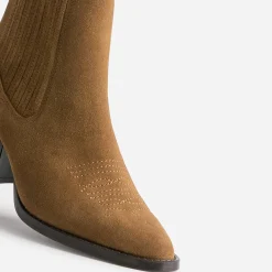 Texto Boots^Chelsea boots santiags camel éco-conçu en cuir velours TAUPE