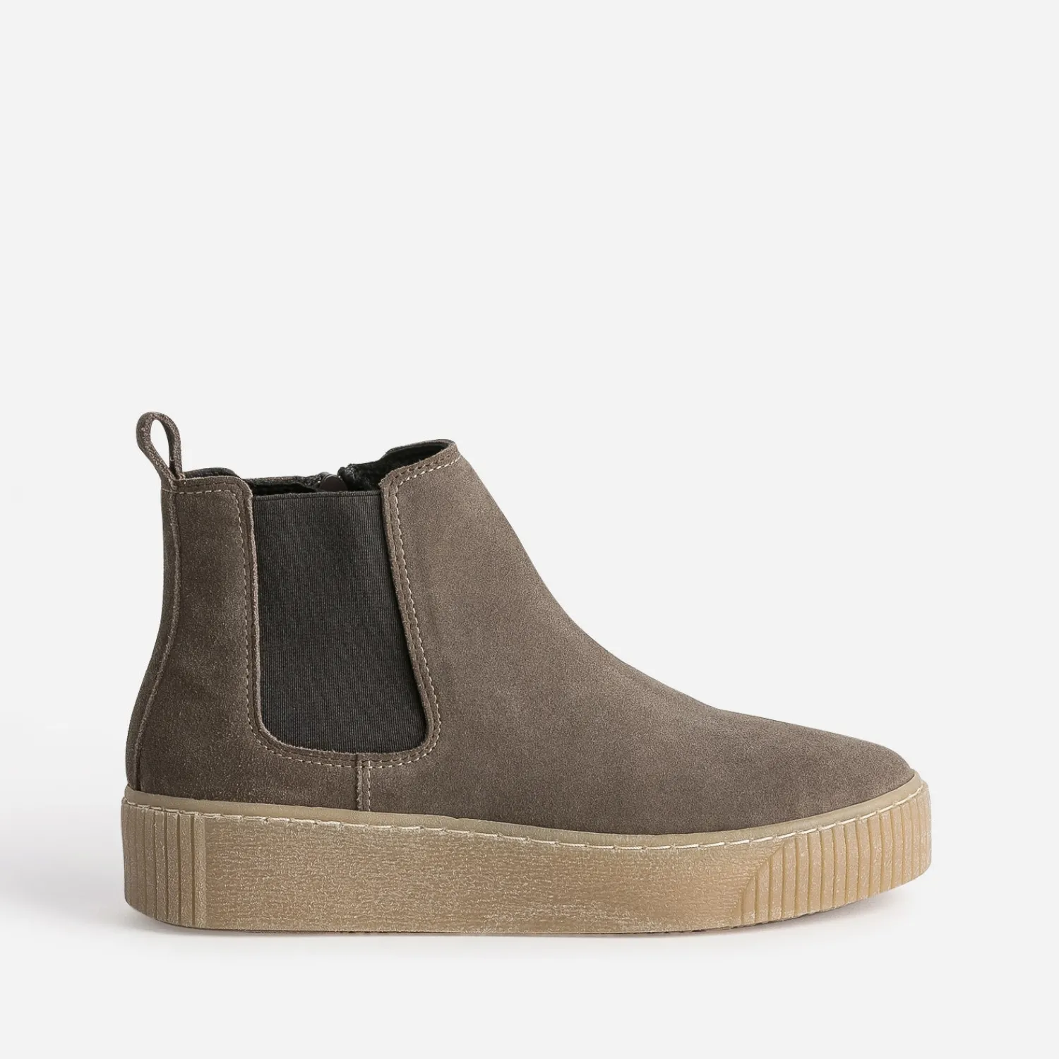 Eram Boots^Chelsea boots taupe cuir velours semelle effet crêpe GRIS