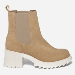 Texto Boots^Chelsea boots cuir velours BEIGE