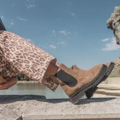 Texto Boots^Chelsea boots beige foncé en cuir velours MARRON