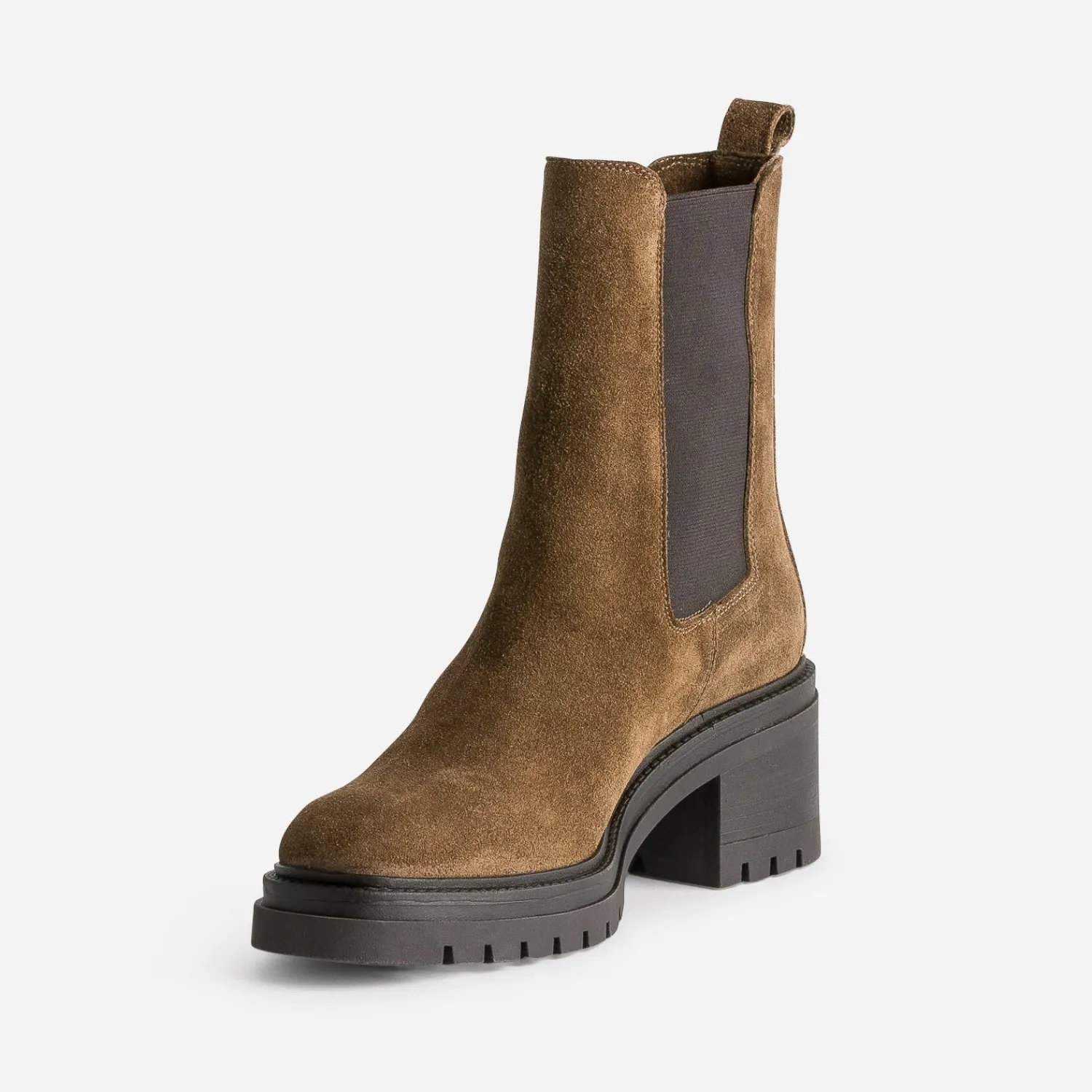 Texto Boots^Chelsea boots marron cuir velours CAMEL