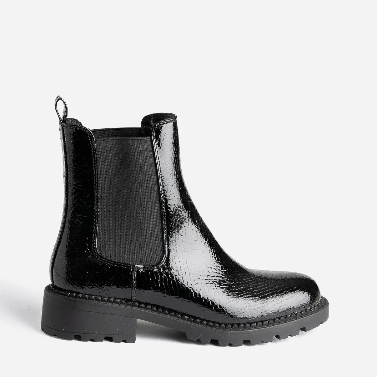 Texto Boots^Chelsea boots verni embossé effet python NOIR