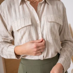 Texto Chemises & Blouses^Chemise rayures noires BEIGE