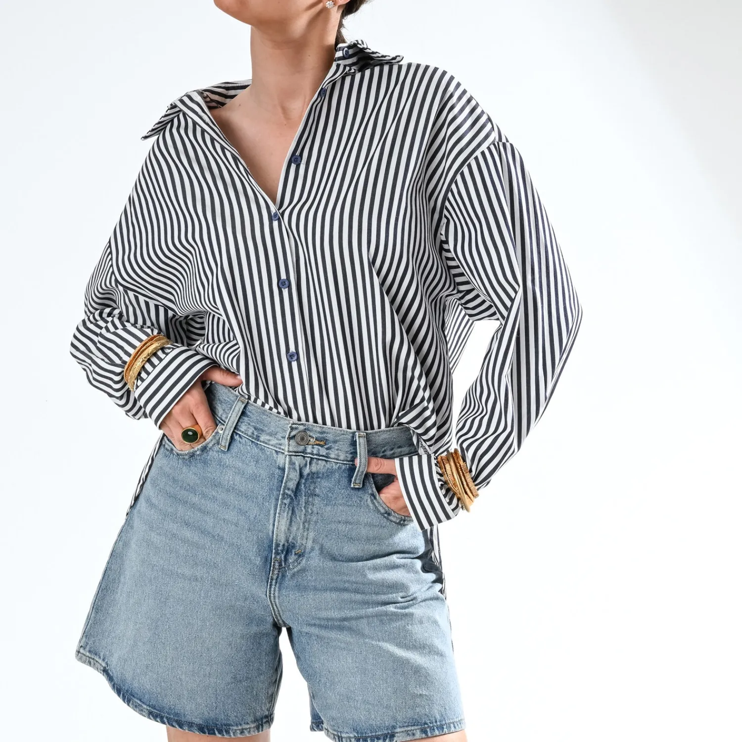 Texto Chemises & Blouses^Chemise e rayures blanches BLEU