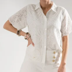 Texto Chemises & Blouses^Chemise écrue broderie anglaise BLANC