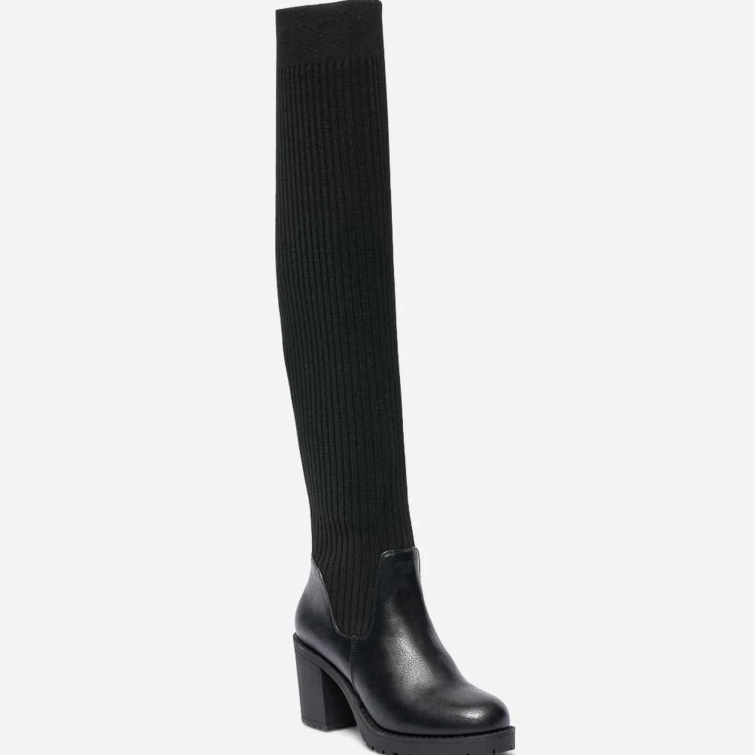 Texto Bottes^Cuissarde-chaussette e NOIR