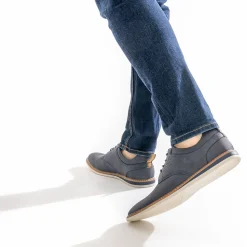 Eram Chaussures De Ville^Derby bleu en cuir perforé MARINE
