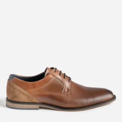 Eram Chaussures De Ville^Derby éco-conçu cuir lacet marine COGNAC