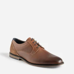 Eram Chaussures De Ville^Derby éco-conçu cuir lacet marine COGNAC