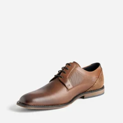 Eram Chaussures De Ville^Derby éco-conçu cuir lacet marine COGNAC