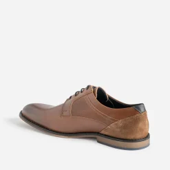 Eram Chaussures De Ville^Derby éco-conçu cuir lacet marine COGNAC
