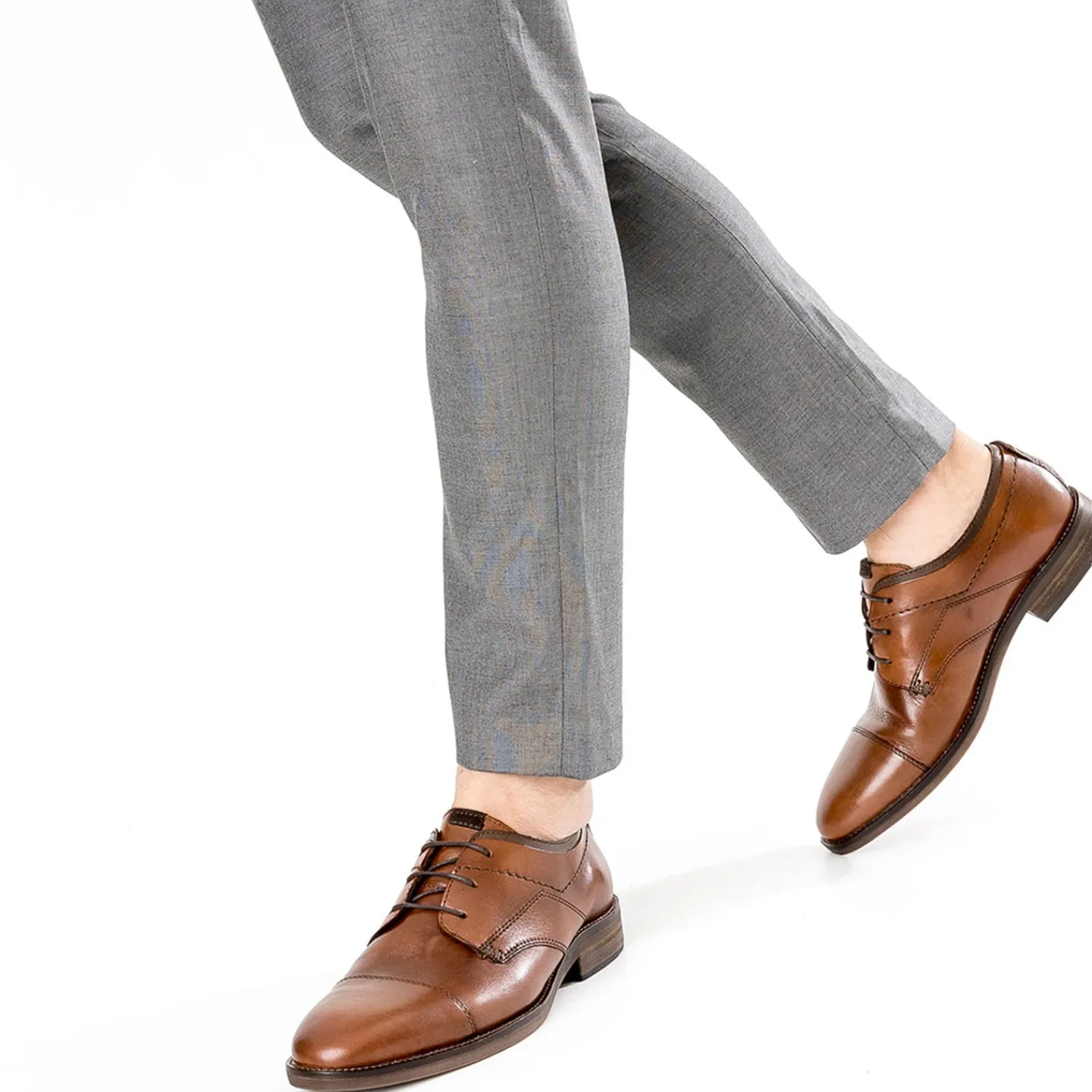 Eram Chaussures De Ville^Derby en cuir à double col COGNAC