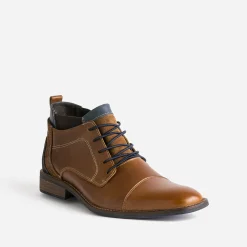 Eram Boots^Derby en cuir avec élastiques COGNAC