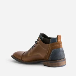 Eram Boots^Derby en cuir avec élastiques COGNAC