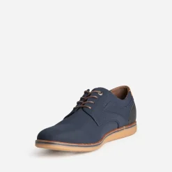 Eram Chaussures De Ville^Derby confort bleu en textile rainuré MARINE