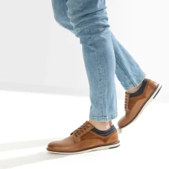Eram Chaussures De Ville^Derby confort mix cuir et textile CAMEL