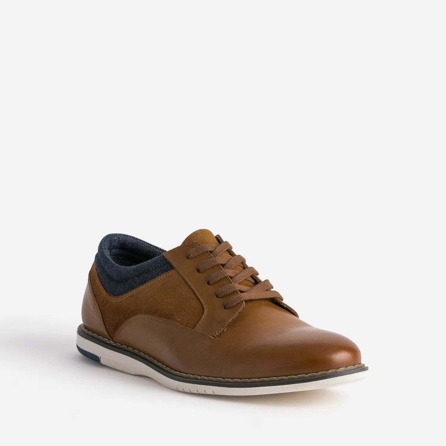 Eram Chaussures De Ville^Derby confort mix cuir et textile CAMEL