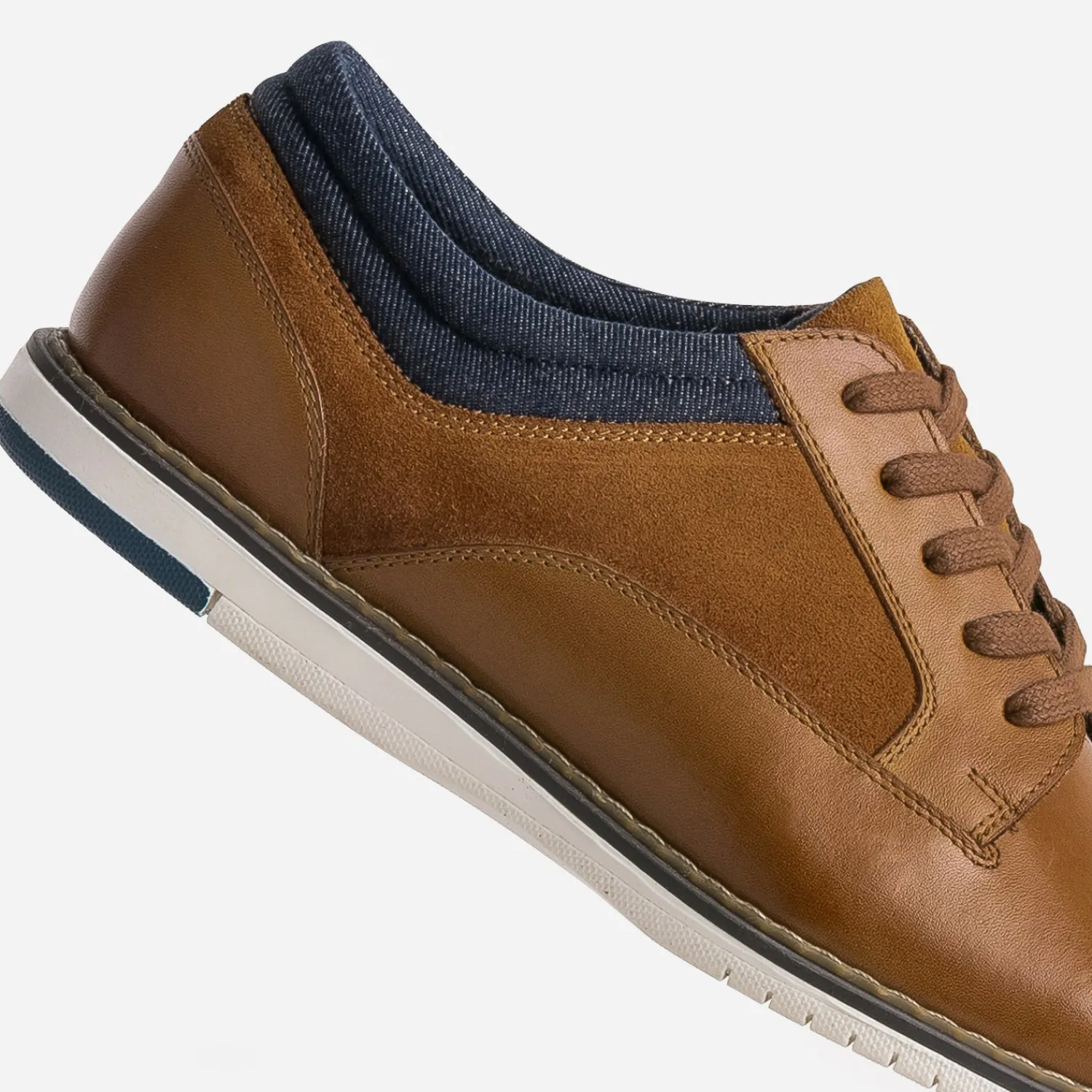 Eram Chaussures De Ville^Derby confort mix cuir et textile CAMEL